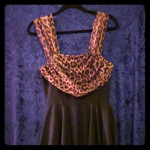 Leopard print rockabilly dress full circle skirt